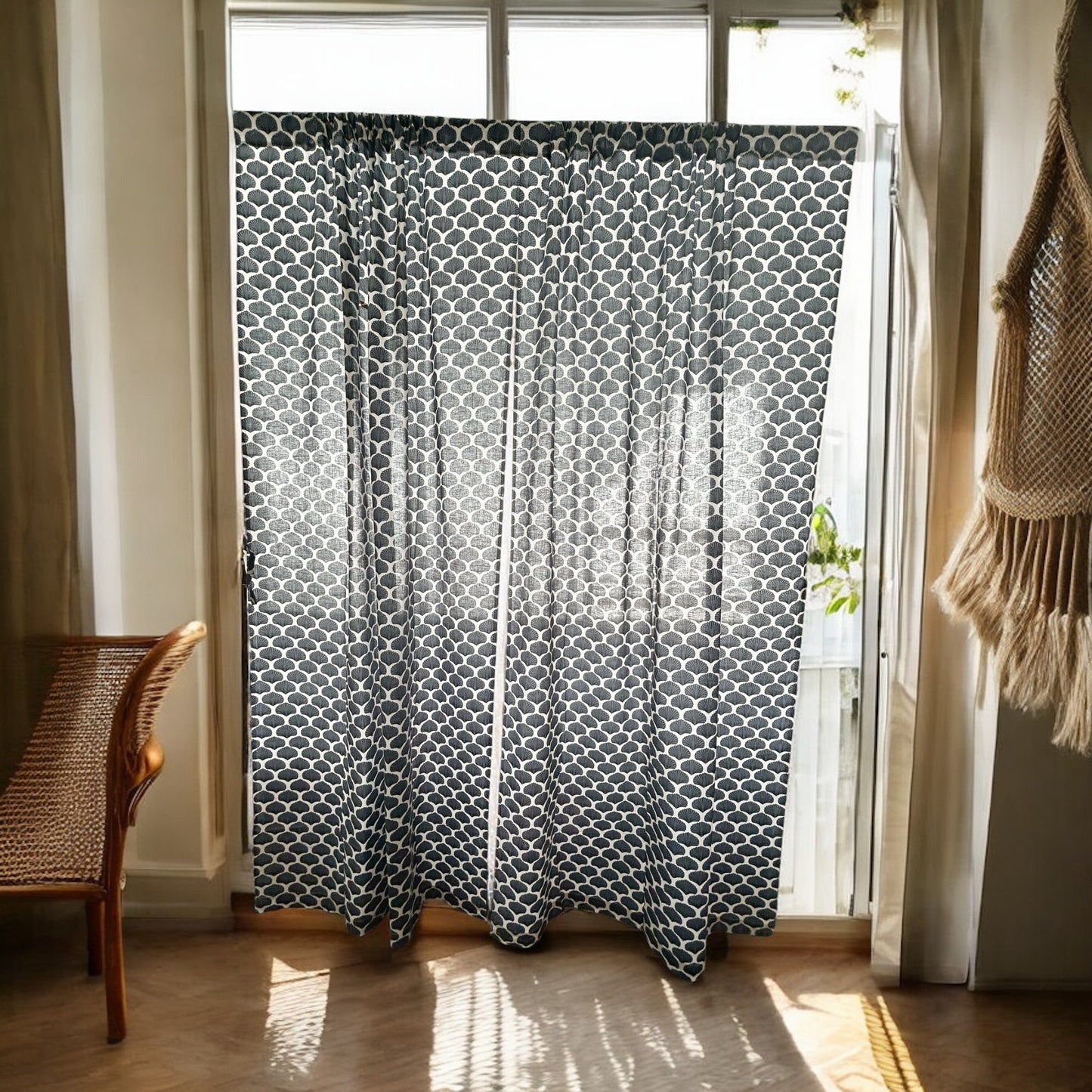 Seashell grey coastal curtains