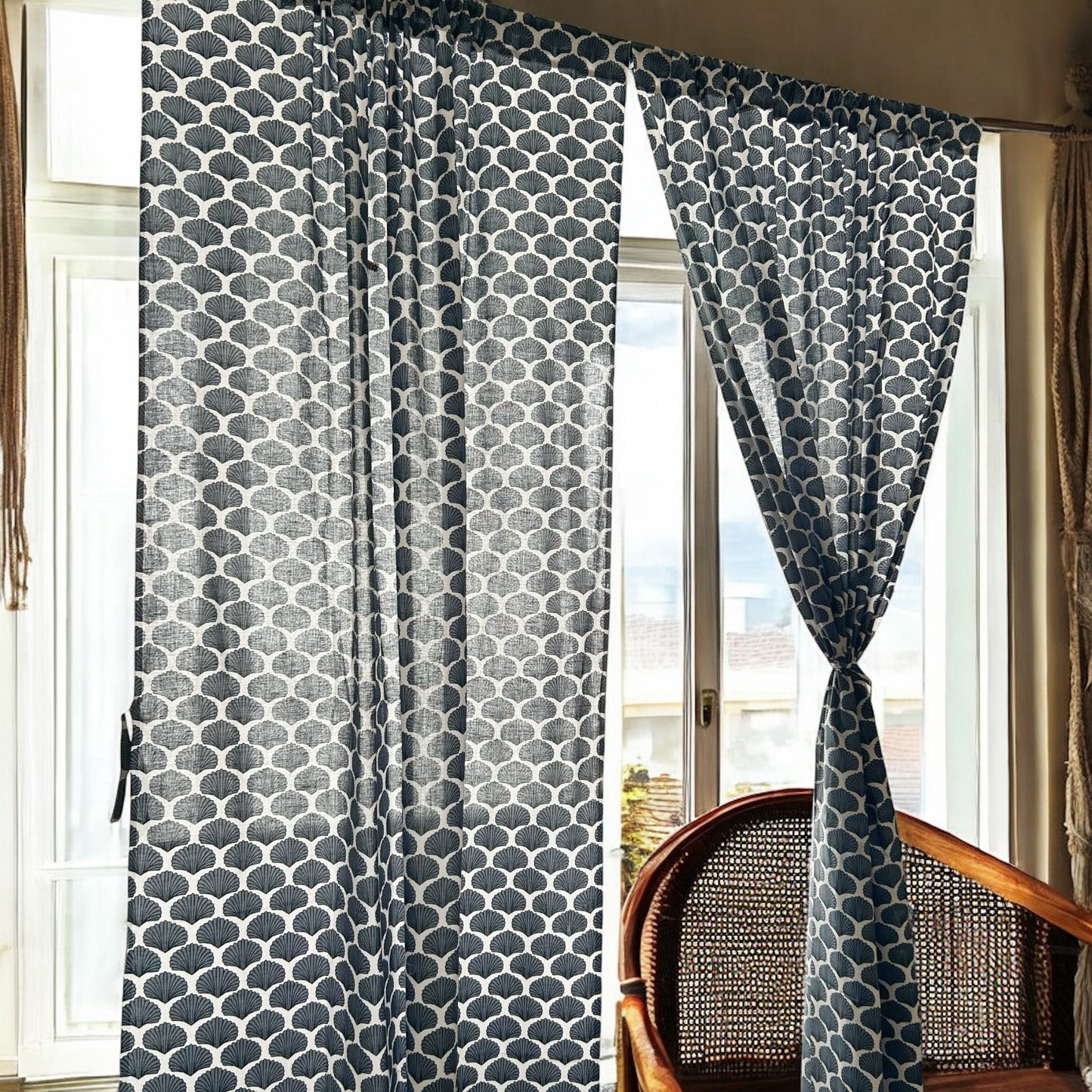 Seashell grey coastal curtains