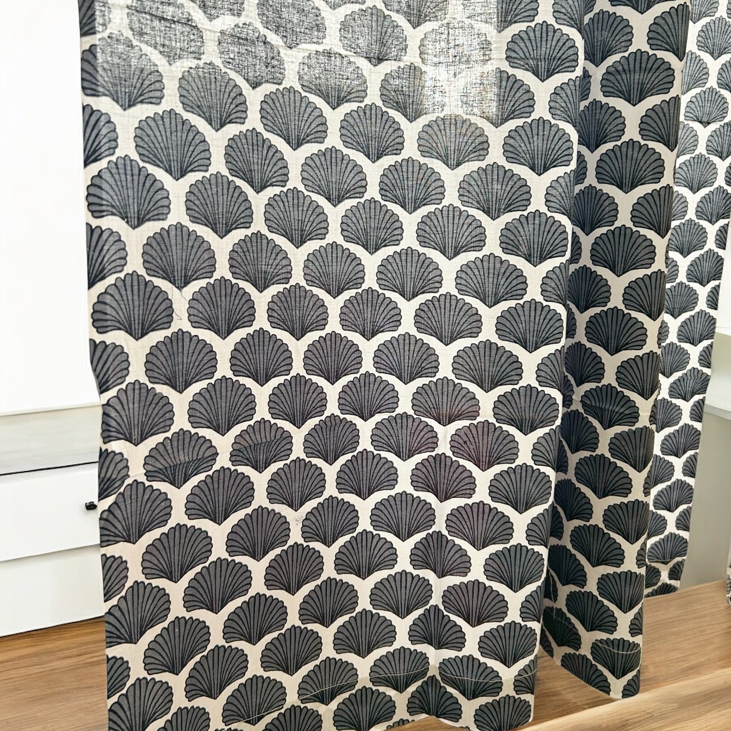 Seashell grey coastal curtains
