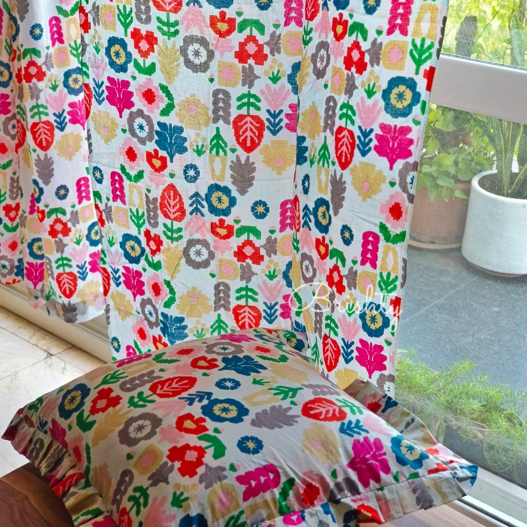 Bright happy ruffled cushion cover