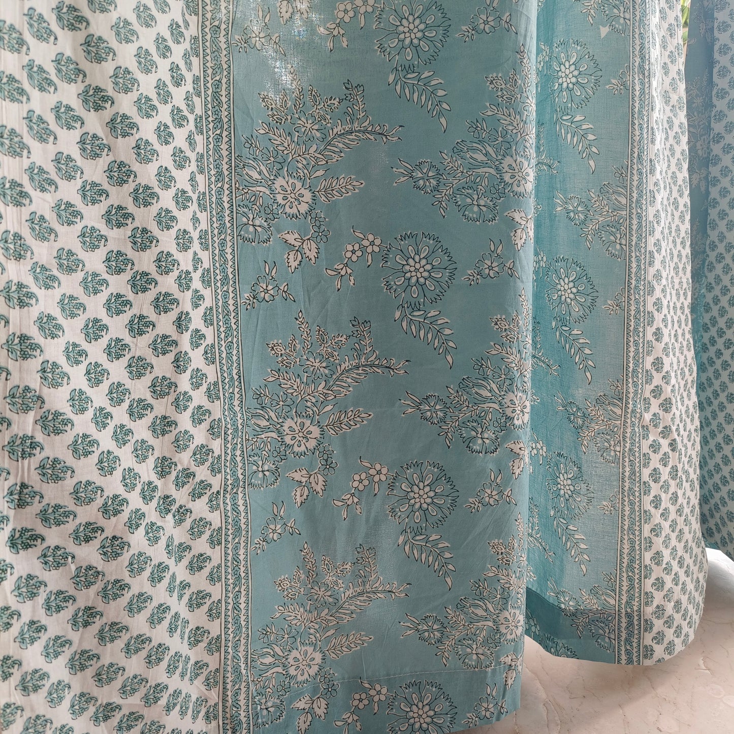 Calming blue floral curtain