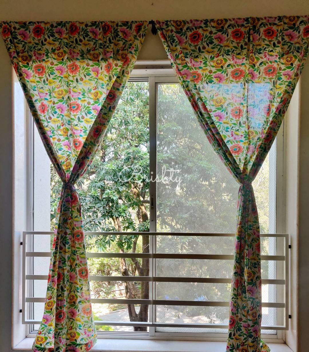 Bright and colorful floral curtains