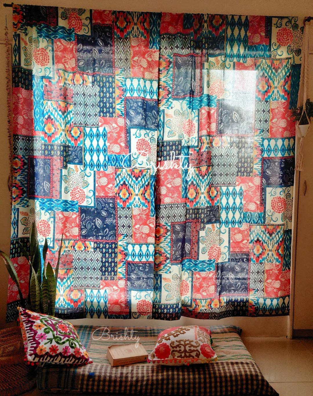 Colorful eclectic boho curtains