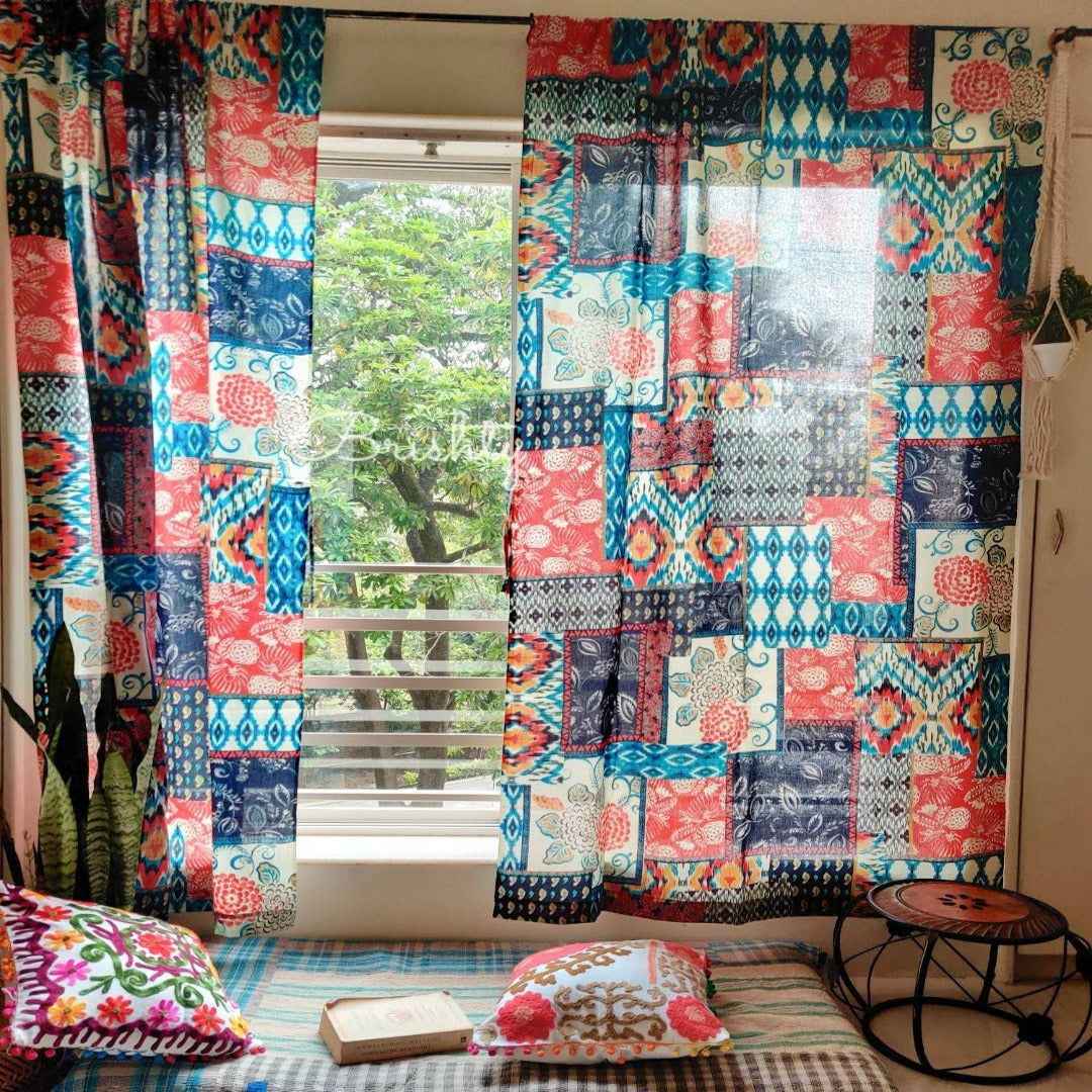 Colorful eclectic boho curtains