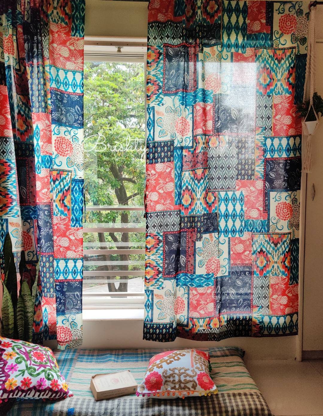 Colorful eclectic boho curtains