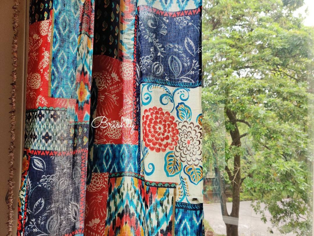 Colorful eclectic boho curtains
