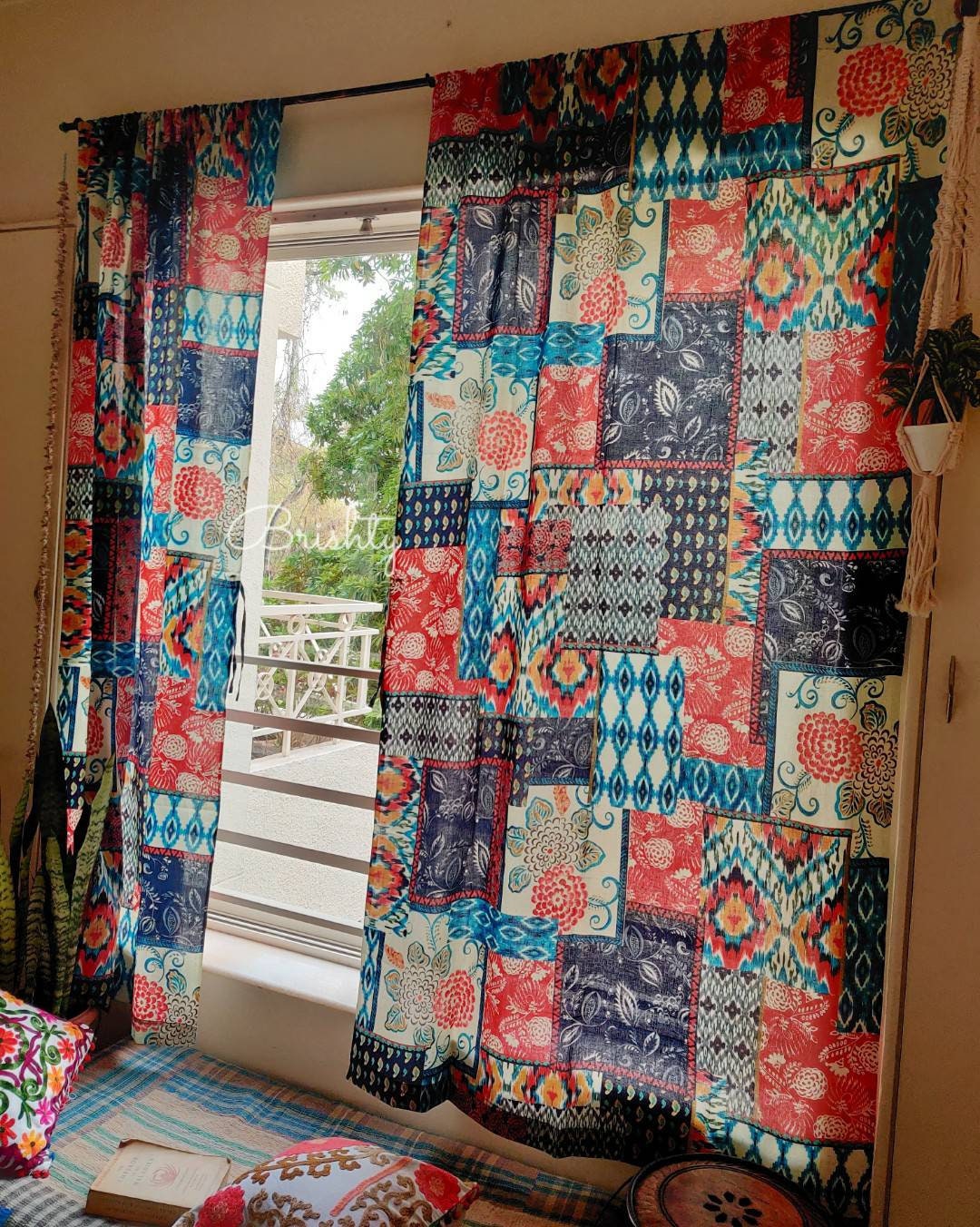 Colorful eclectic boho curtains