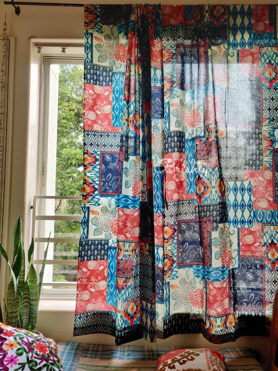 Colorful eclectic boho curtains