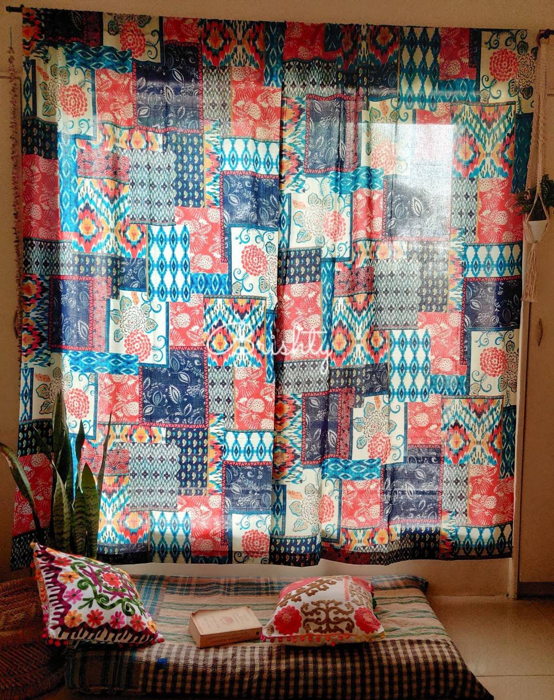 Colorful eclectic boho curtains