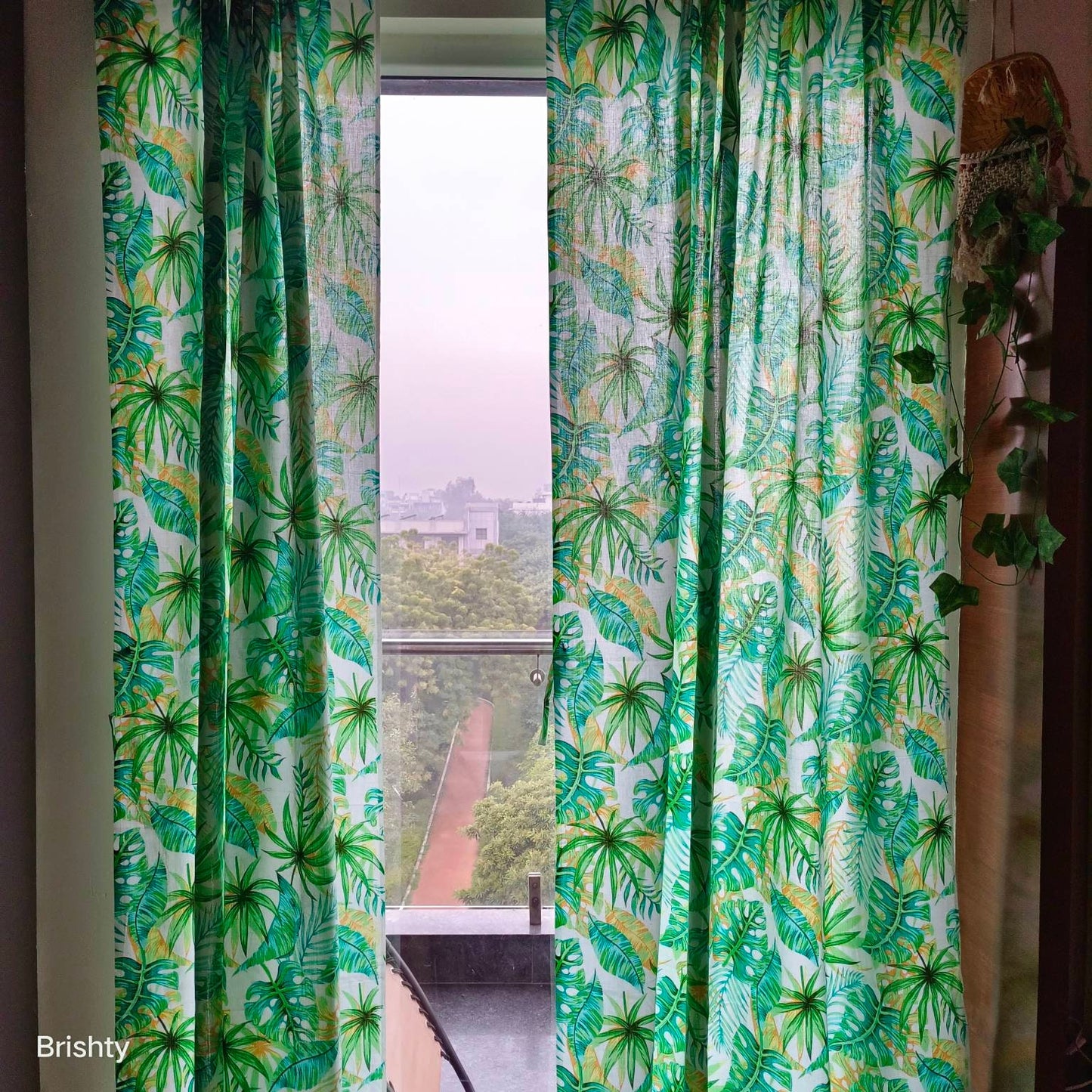 Bold botanical boho printed tropical curtains