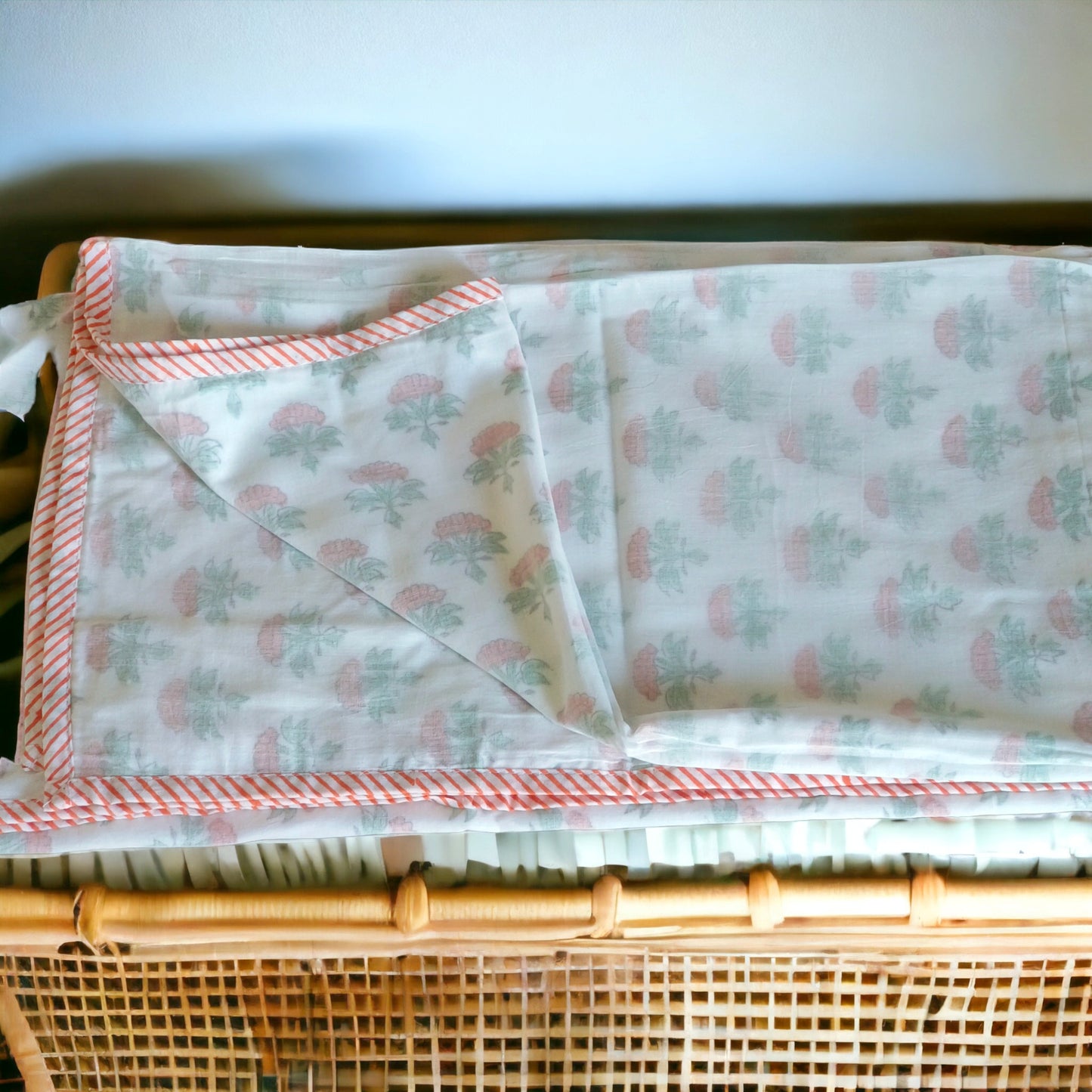 Soft hand printed muslin baby blanket for infants and toddlers