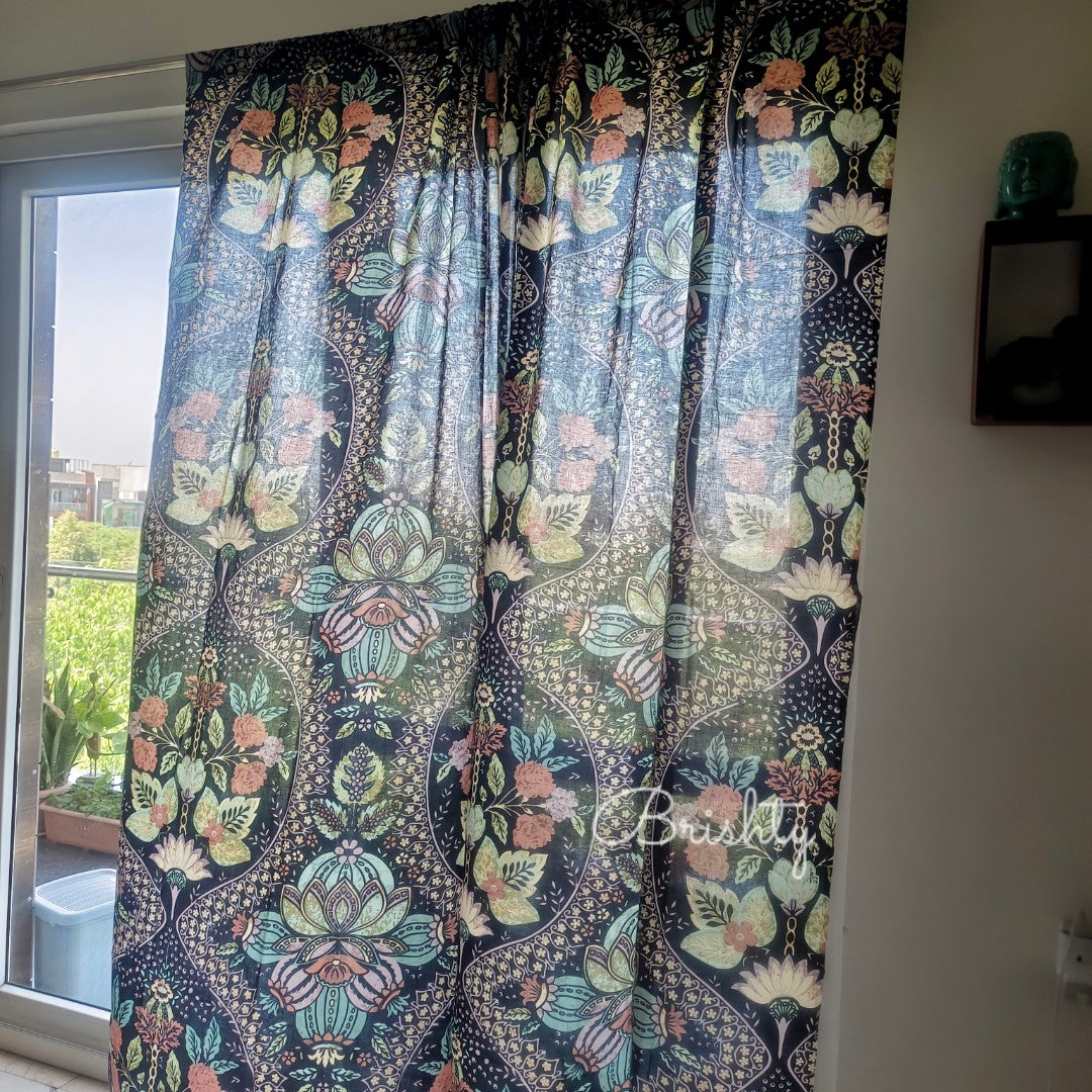 Midnight Bloom floral curtains