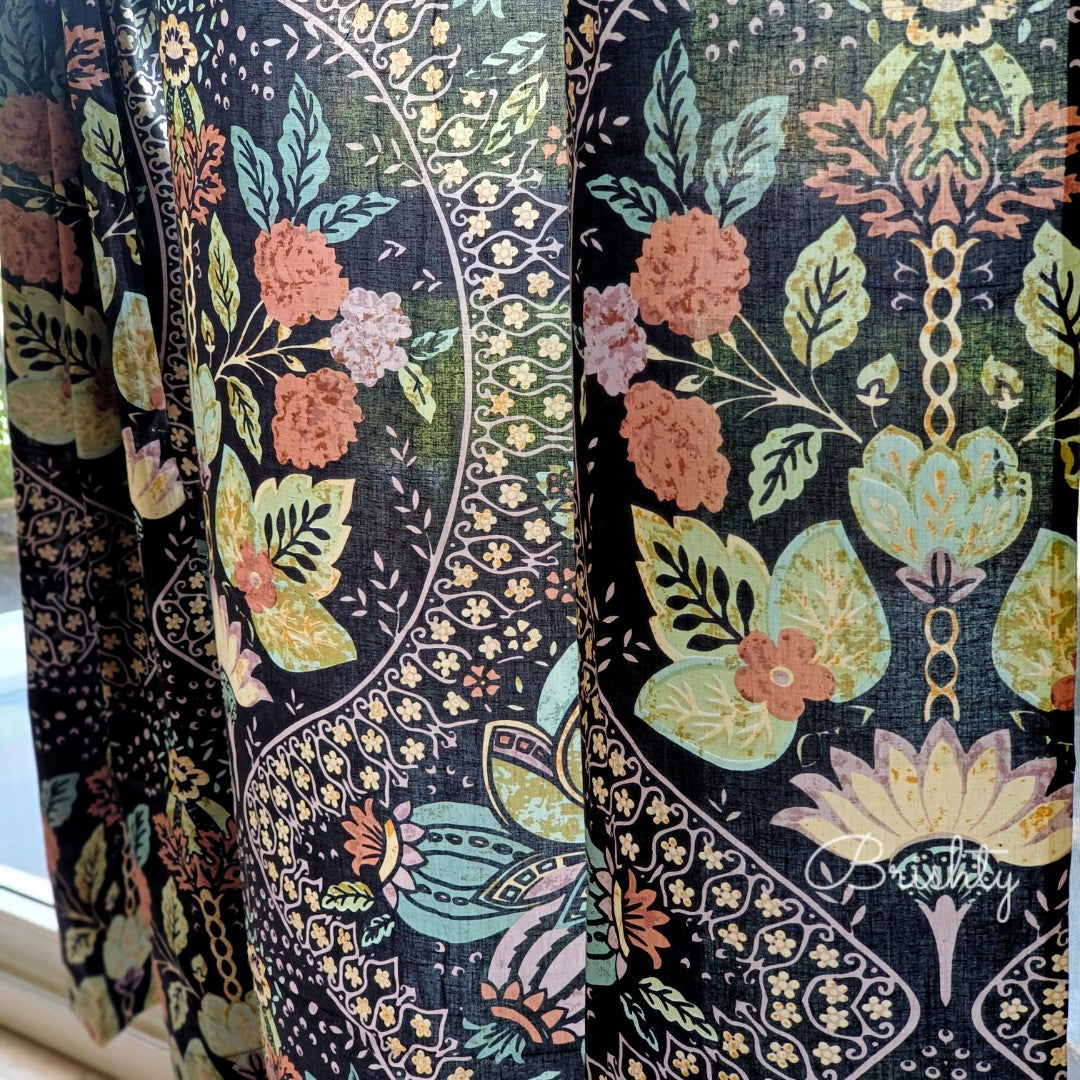 Midnight Bloom floral curtains