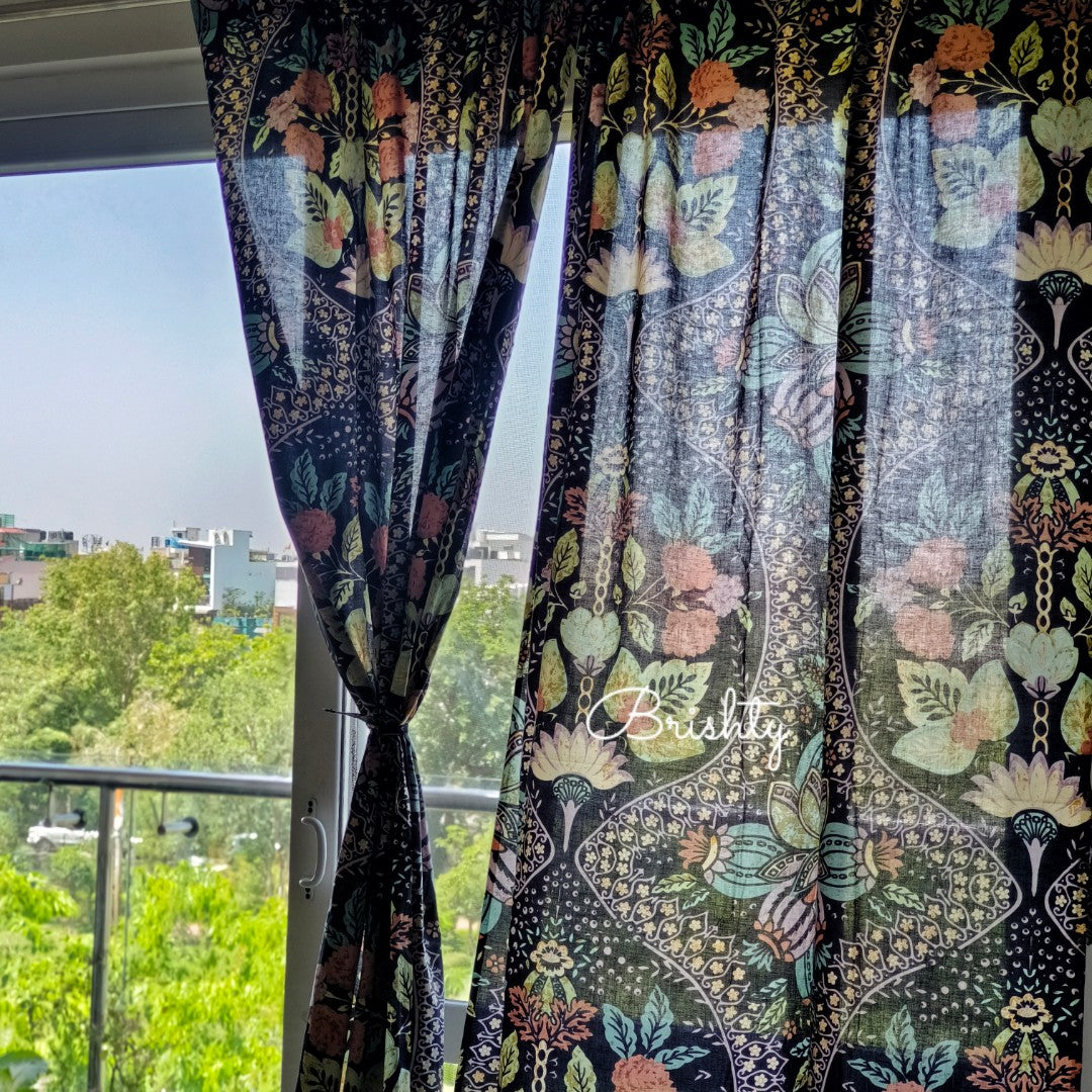 Midnight Bloom floral curtains