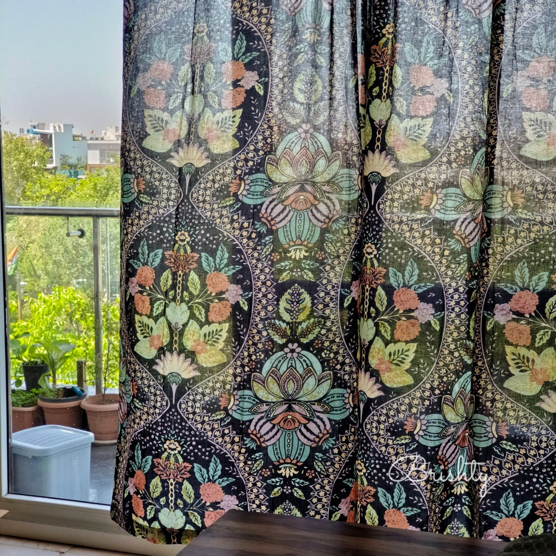 Midnight Bloom floral curtains