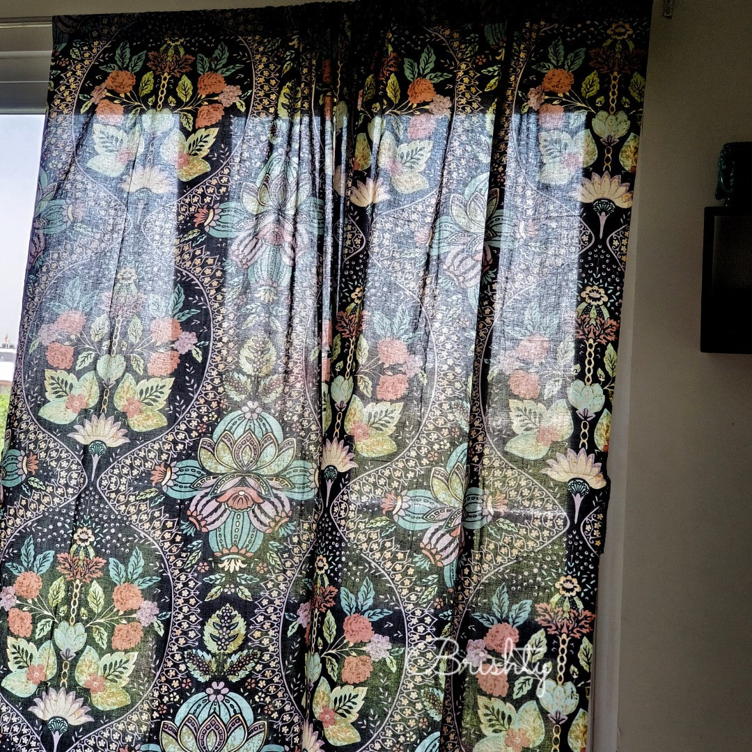 Midnight Bloom floral curtains