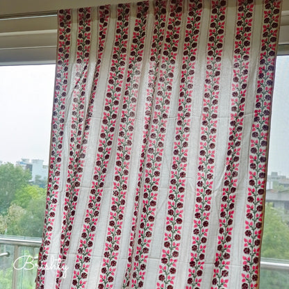 Pink floral trail drapes