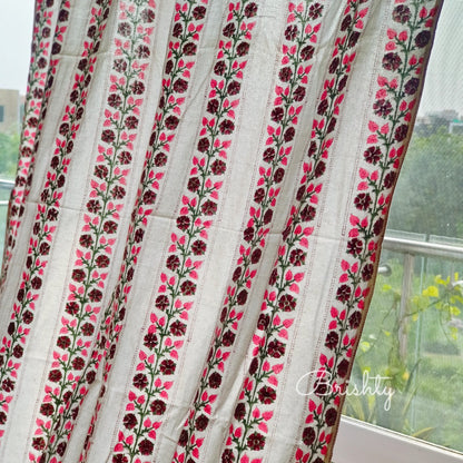 Pink floral trail drapes