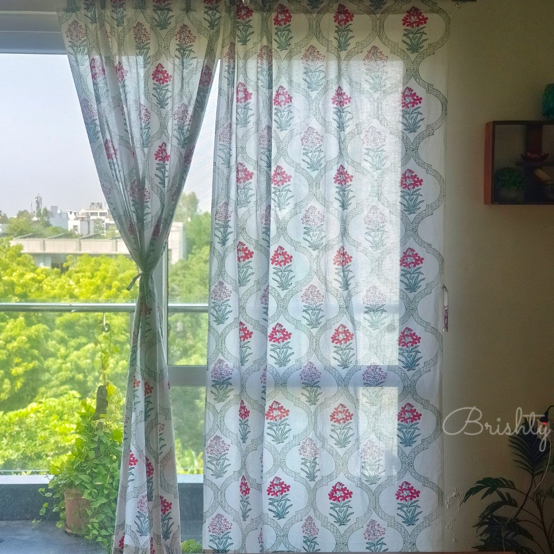 Mehrab block printed floral curtains