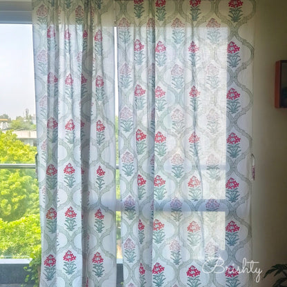 Mehrab block printed floral curtains