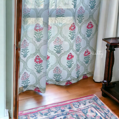 Mehrab block printed floral curtains