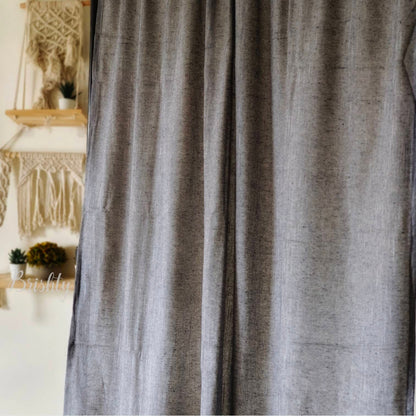 Minimalist grey linen cotton blend breezy curtains