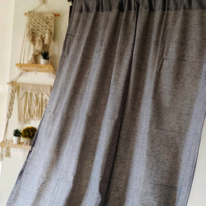 Minimalist grey linen cotton blend breezy curtains