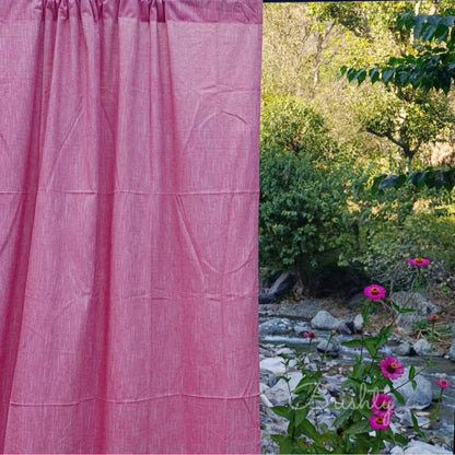 Minimalist pink linen cotton blend breezy curtains