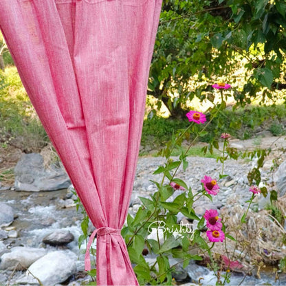 Minimalist pink linen cotton blend breezy curtains