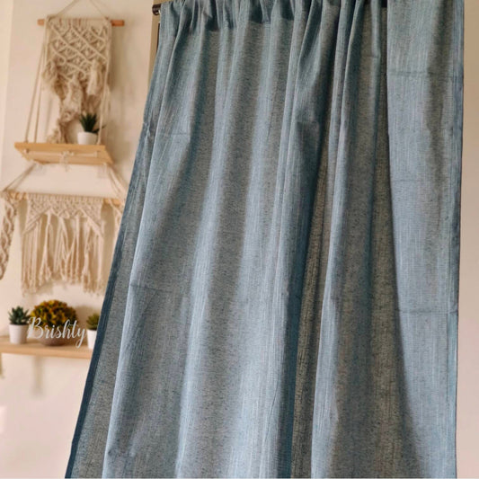 Minimalist bluish grey linen cotton blend breezy curtains (khadi look)