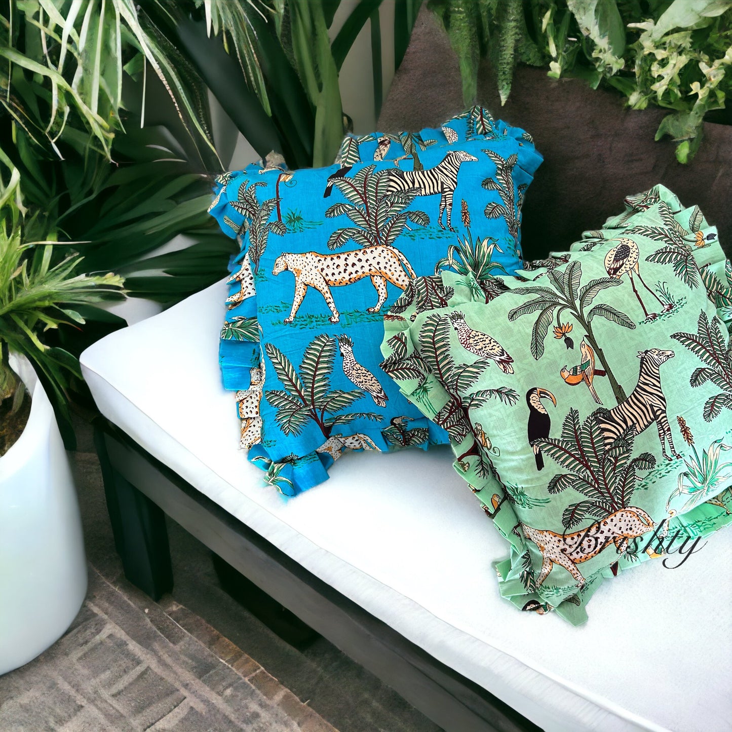 Tropical Jungle Safari cushion covers, Wild animal printed cushion covers