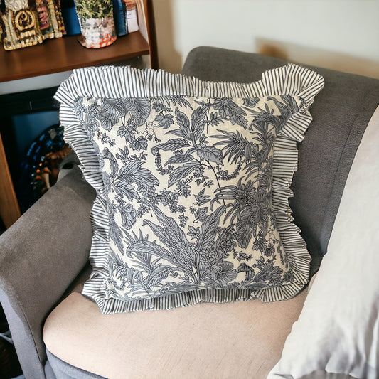 Tropical grey cushion cover