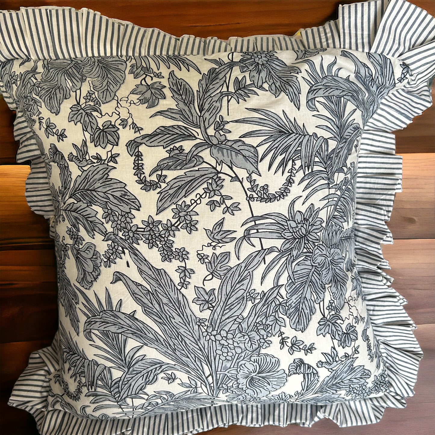 Tropical grey cushion cover