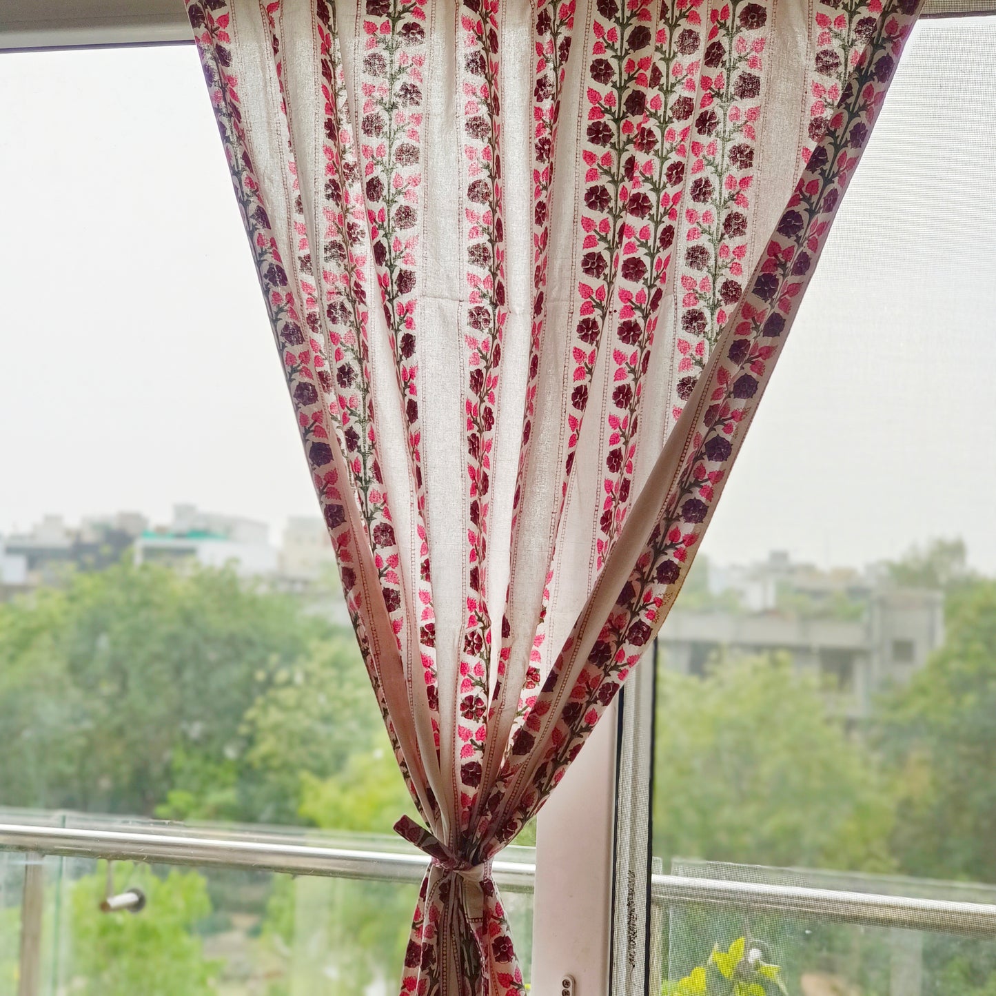 Pink floral trail drapes