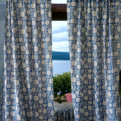 Cobalt blue floral curtains