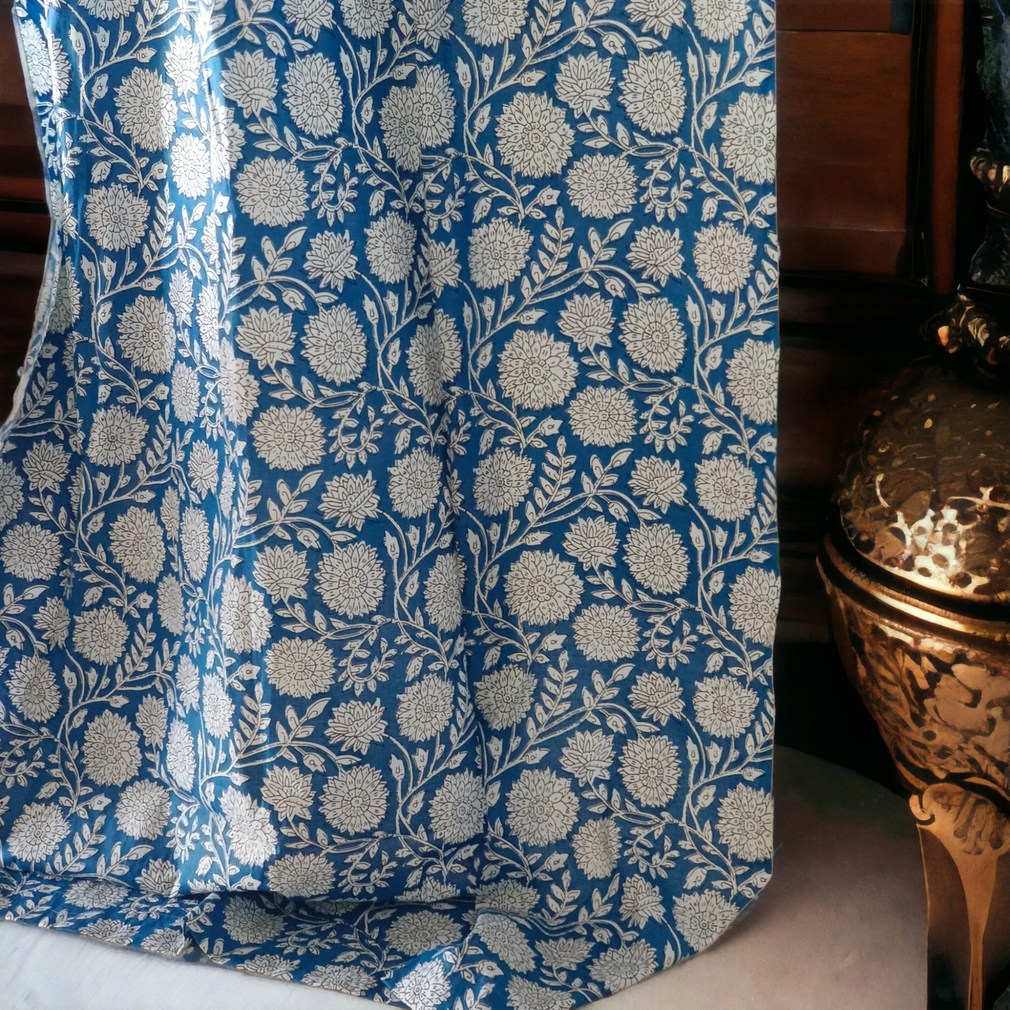 Cobalt blue floral curtains