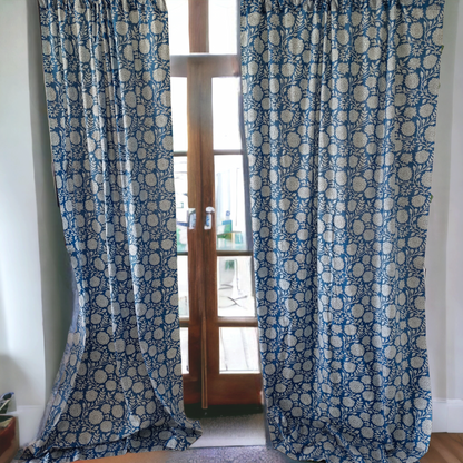 Cobalt blue floral curtains