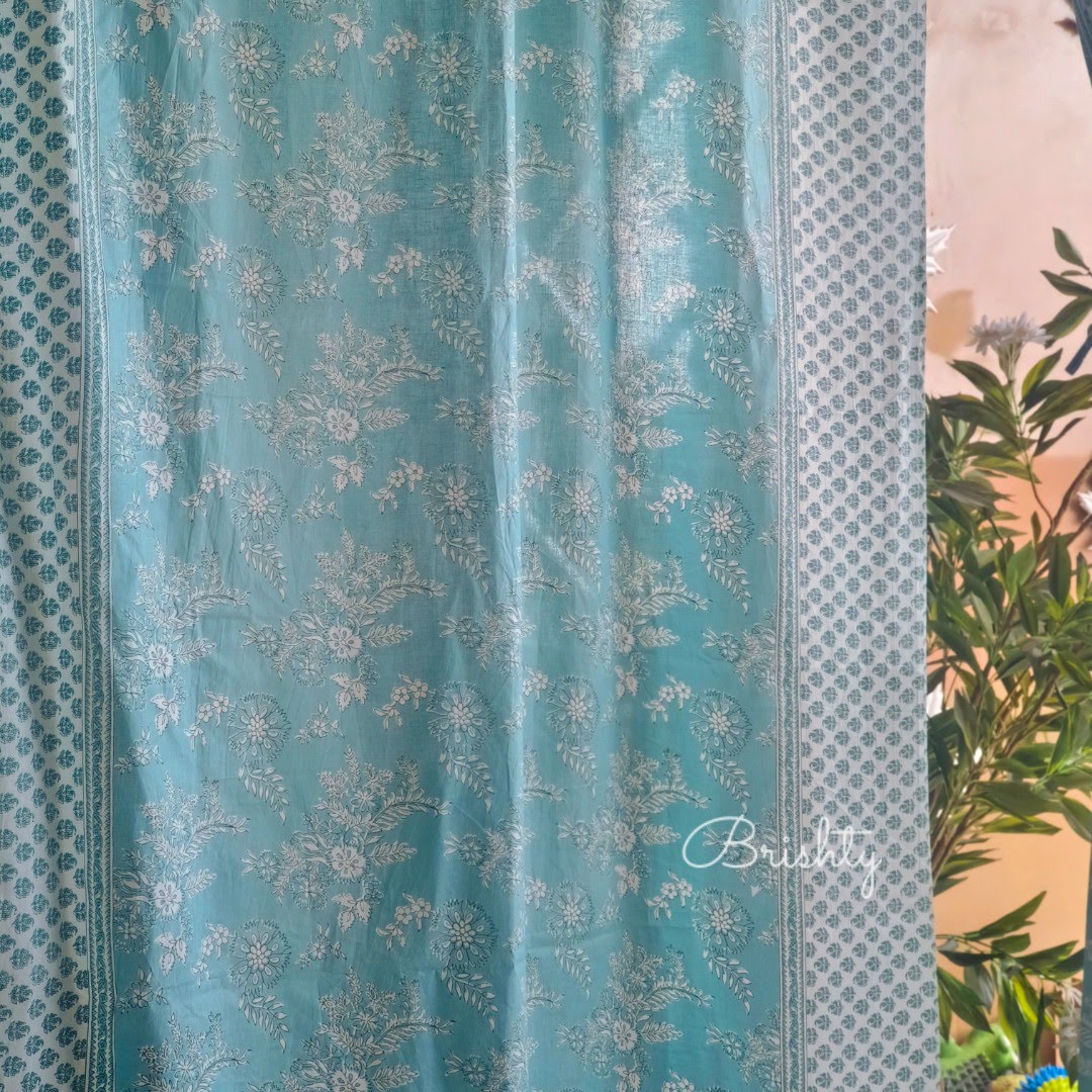 Calming blue floral curtain