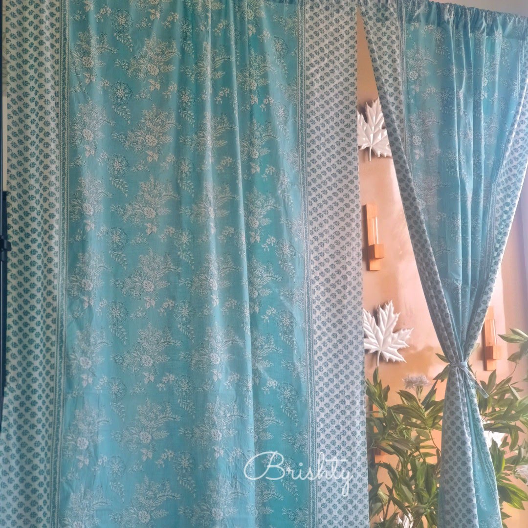 Calming blue floral curtain