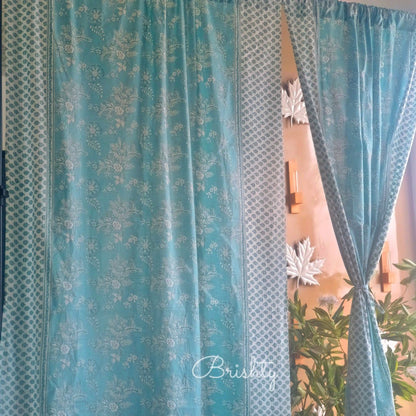 Calming blue floral curtain