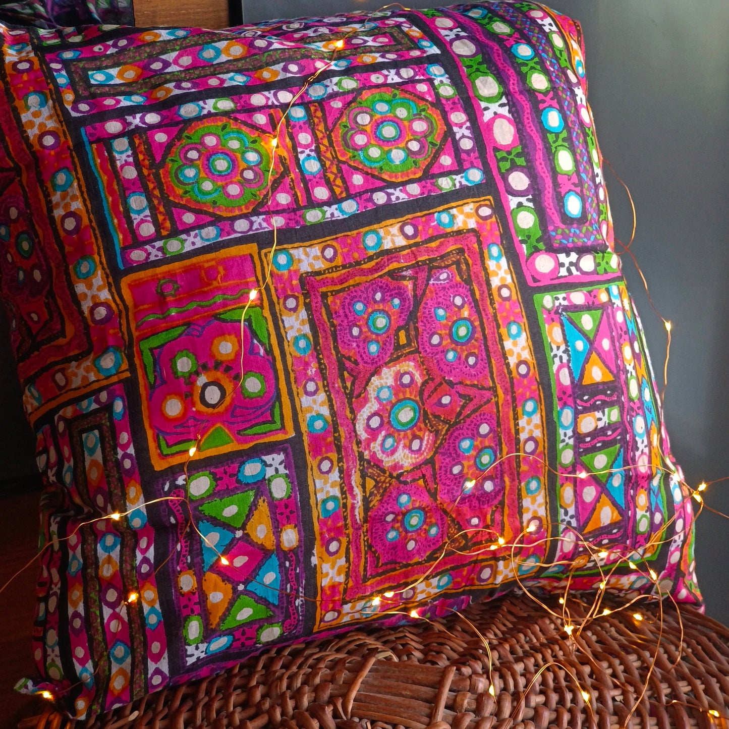 Kutch inspired vibrant printed cushion cover