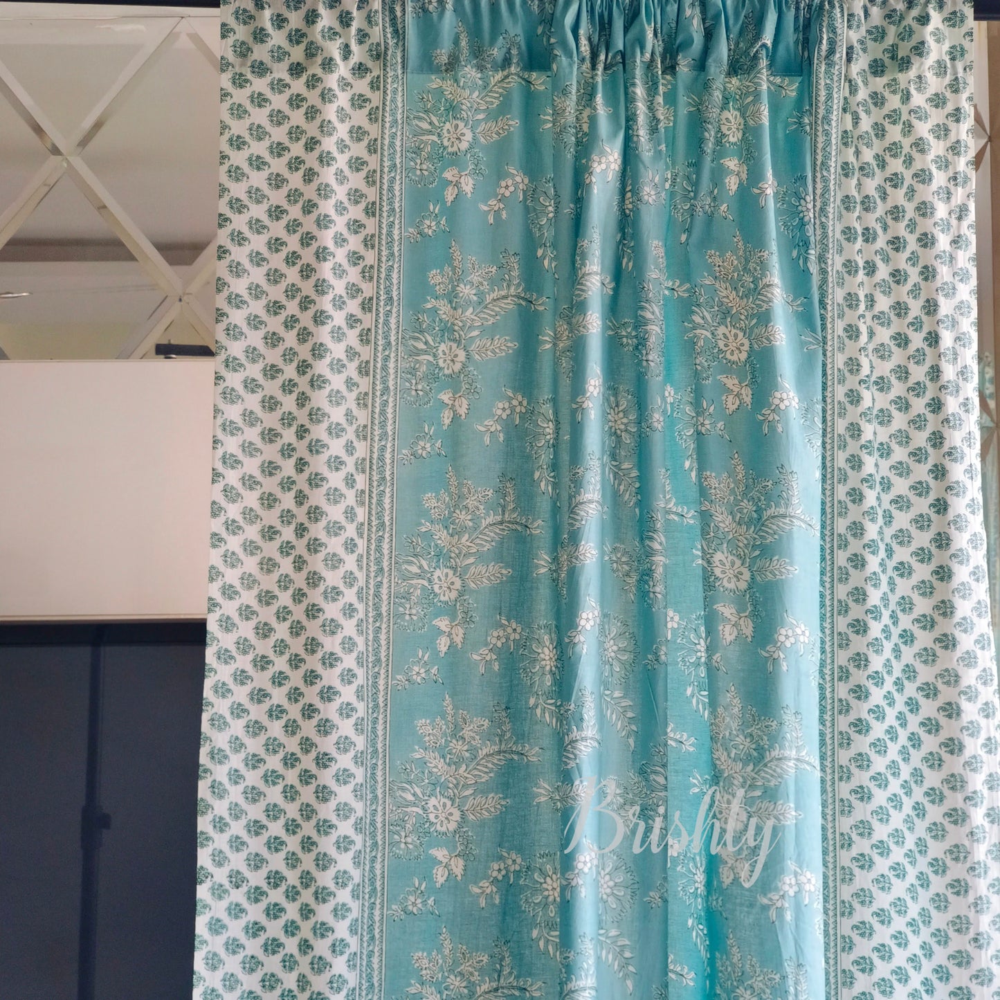 Calming blue floral curtain