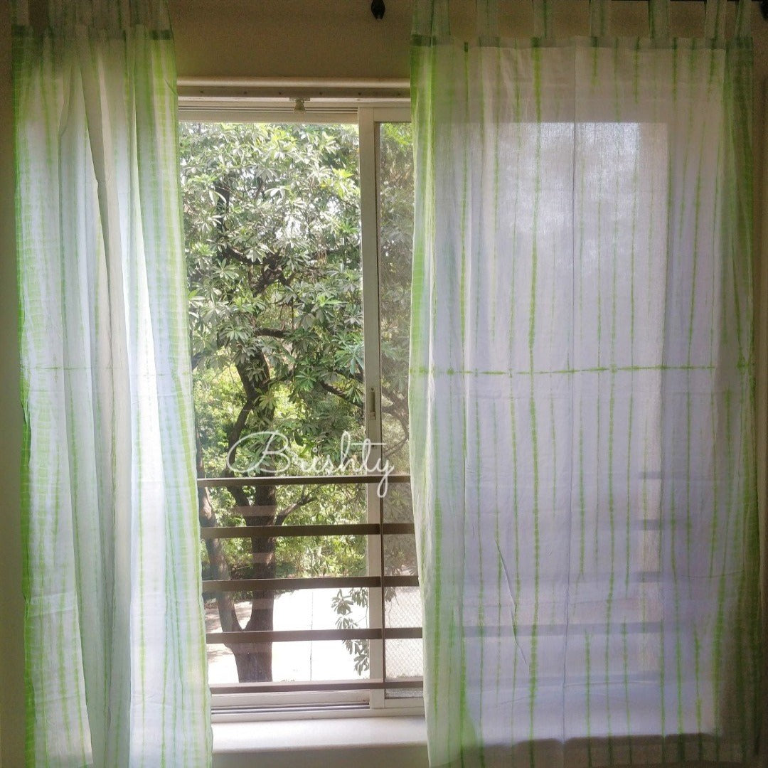 Lime Green tie dyed shibori curtains