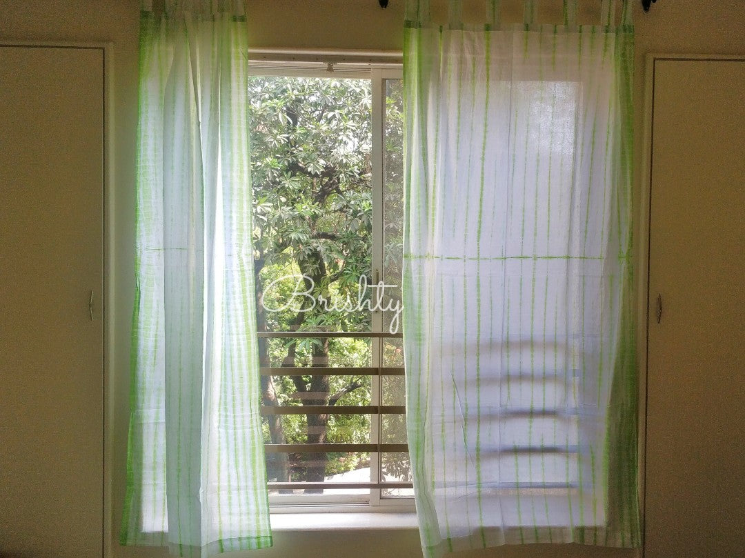 Lime Green tie dyed shibori curtains