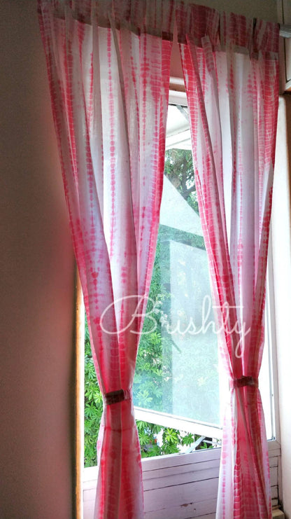 Light red breezy tie dyed curtains