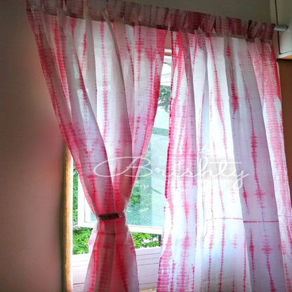 Light red breezy tie dyed curtains