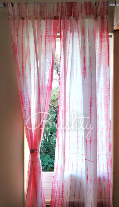 Light red breezy tie dyed curtains