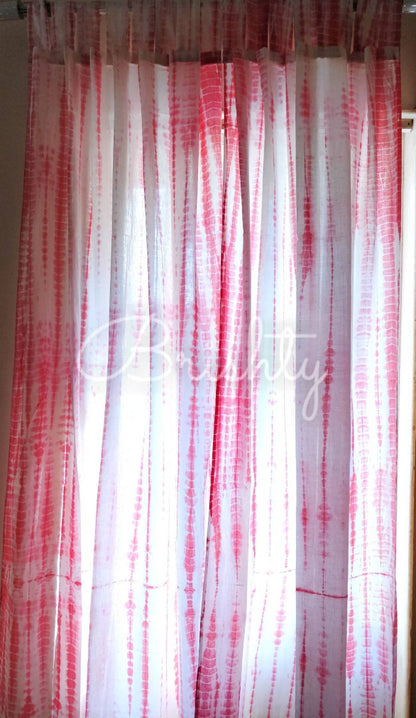 Light red breezy tie dyed curtains