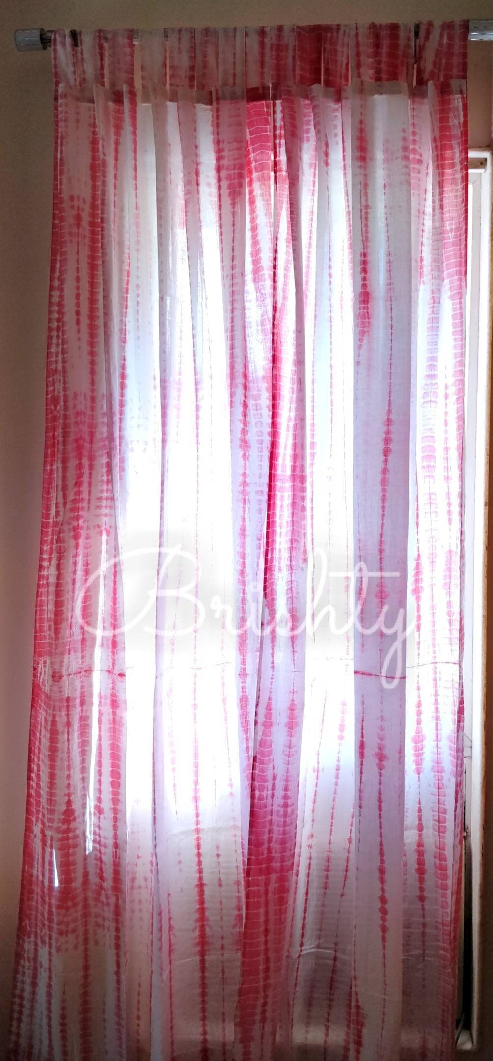 Light red breezy tie dyed curtains