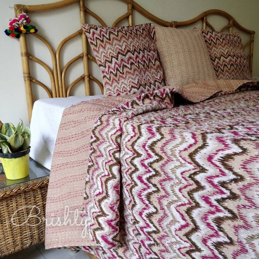 Chevron zig zag kantha bedcover